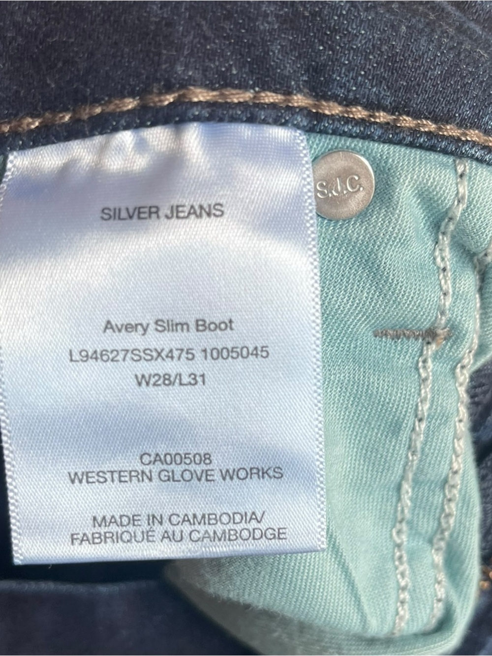 Silver Jeans Avery Slim Boot Dark Wash Jeans W28 L31 - Picture 13 of 14
